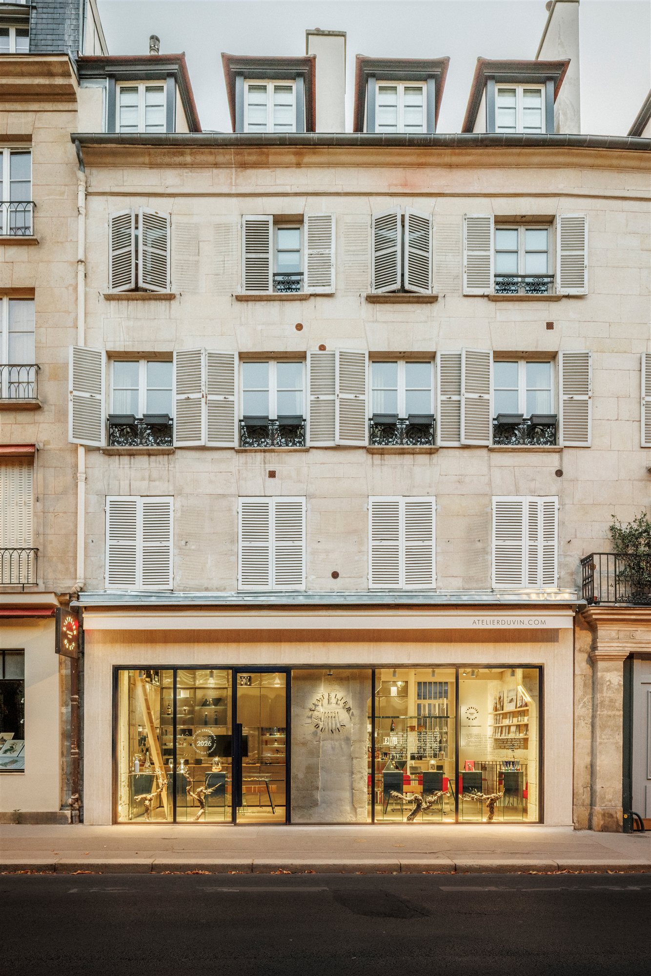 Entrance to L’Atelier du Vin’s showroom at 80 rue Bonaparte, Paris